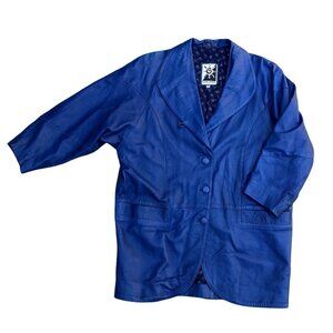 AANANDA Vintage 80s Leather Jacket Women's MED Lamb 3/4 Sleeve Retro Lon…​